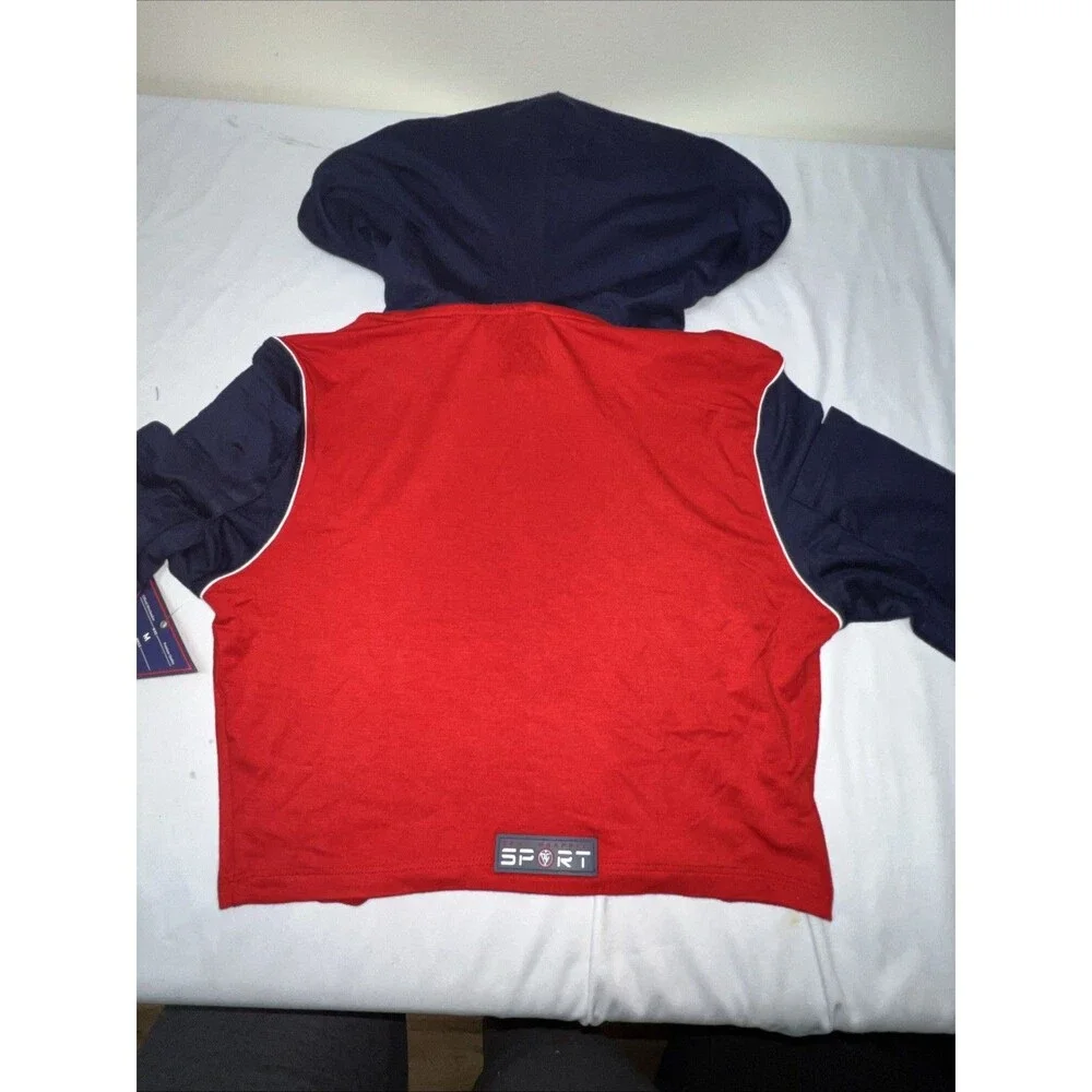 Body Graffiti Women’s Red‎ & Blue Crop Long-sleeve Hooded Top Size Medium